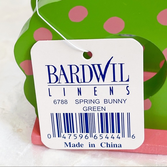 Bardwil Linens Green Pink Wood Bunny Napkin Rings - Picture 7 of 8